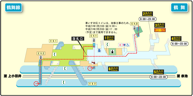 鶴舞駅の構内地図